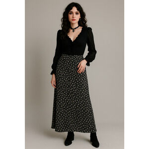 Monsoon Skirt Womens Size 6 Black Vintage Y2K Whimsigoth Boho Fairy Grunge 90s
